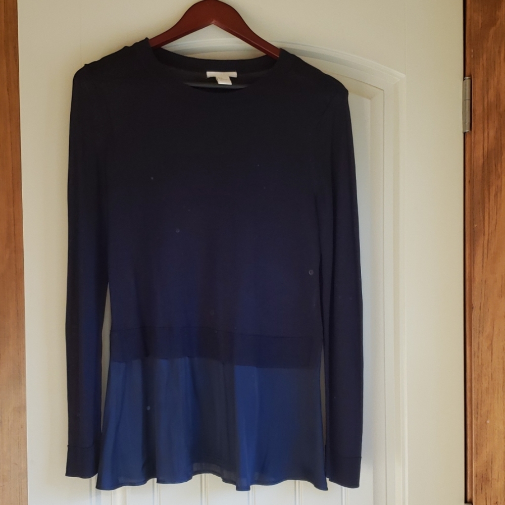 H&M Navy Sweater with silky bottom, size S